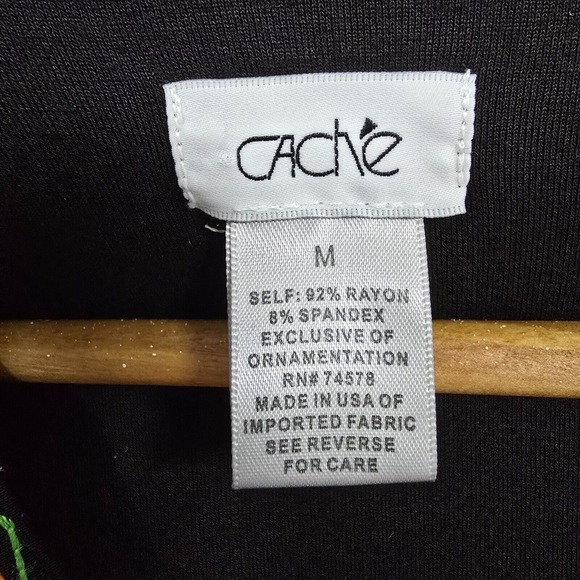 Cache Dress Womens Medium Black Short Bell Sleeve Embroidered Boho Festival - Picture 6 of 14